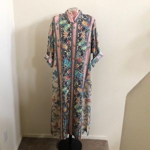GORGEOUS VINTAGE DRESS CAFTAN DRAGONFLY SILKY BUTTERFLY 🦋 Small